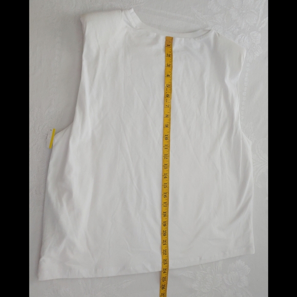 ALLSAINTS White Coni Organic Cotton Padded Shoulder Tank  Top Size L NWOT - Picture 4 of 8